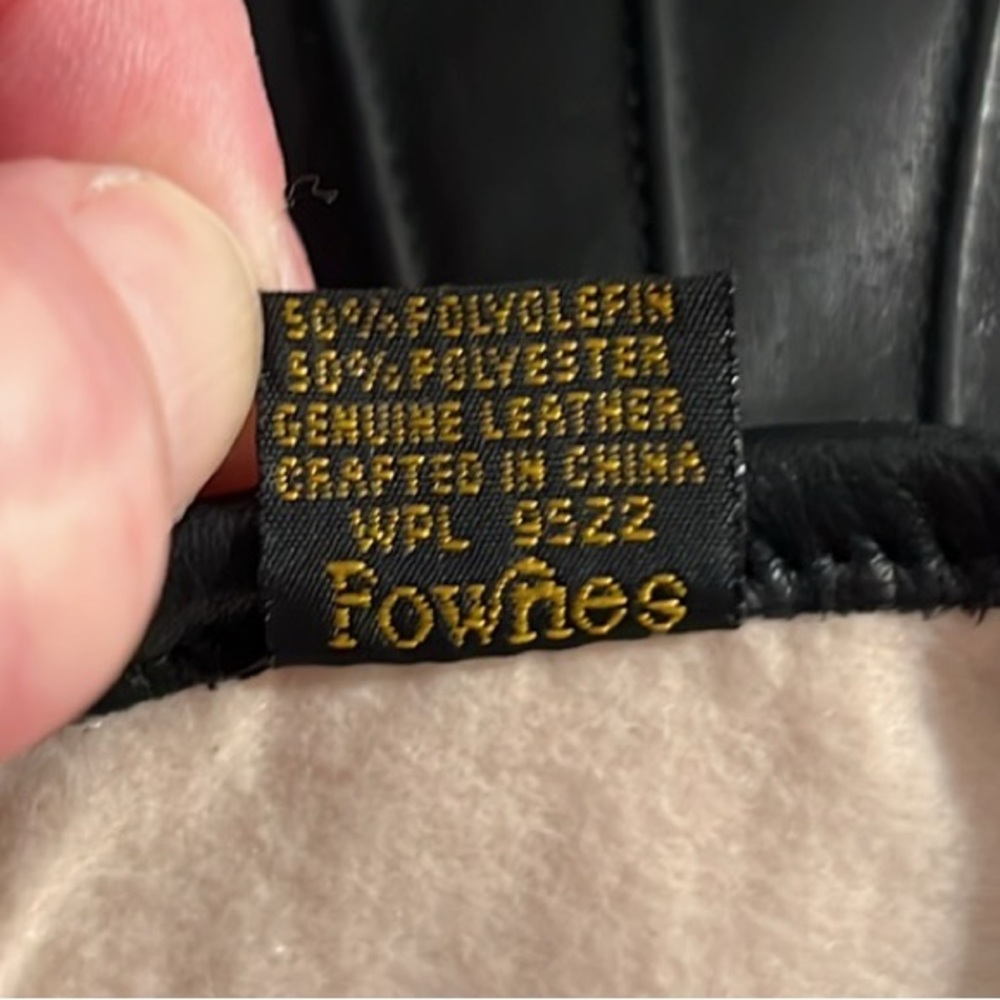 NWOT 🧤 VINTAGE FOWNES FLEECE LINED SOFT WARM BLACK LEATHER GLOVES Women’s L - Picture 3 of 13